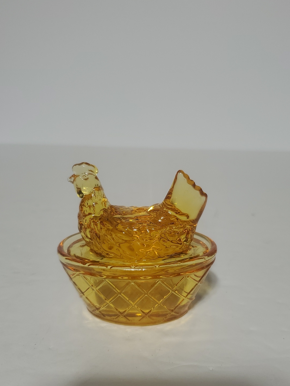 Amber Glass Hen on Nest Decorative Trinket Dish
